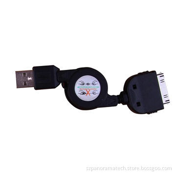 USB Cable to 30-pin Retractable Cable with Data Transfer, Charging and Sync, Made of Copper